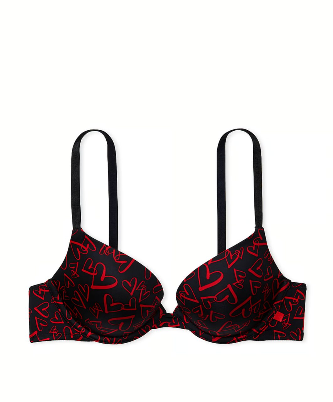 Чорний комплект з принтом серця від Victoria’s Secret - Sexy Tee Smooth Push-Up Bra / Lace Cheeky Panty