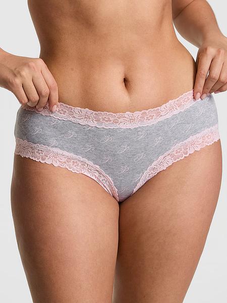 Жіночі трусики з принтом та мереживом від PINK - Wink Lace-Trim Cheeky Panty зображення