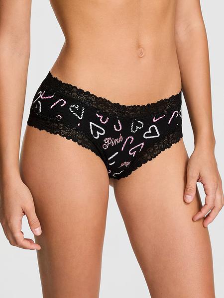 Жіночі трусики з принтом та мереживом від PINK - Wink Lace-Trim Cheeky Panty зображення