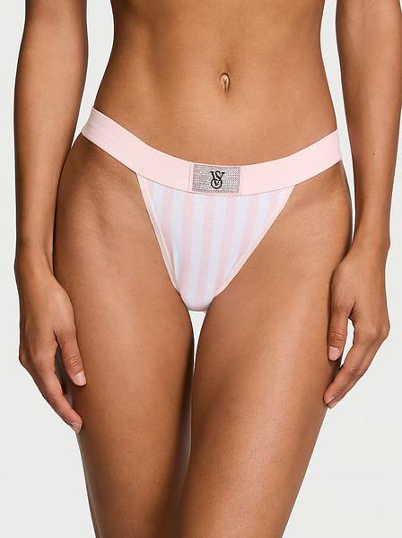 Трусики з блискучим логотипом від Victoria’s Secret  - Logo Cotton Shine Patch Tanga Panty  зображення