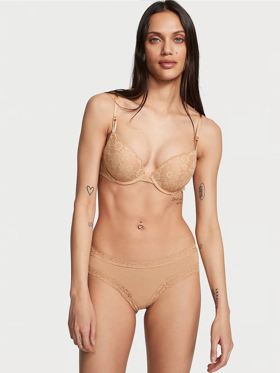 Трусики з мереживом від Victoria’s Secret - Lace-Waist Cotton Cheeky Panty