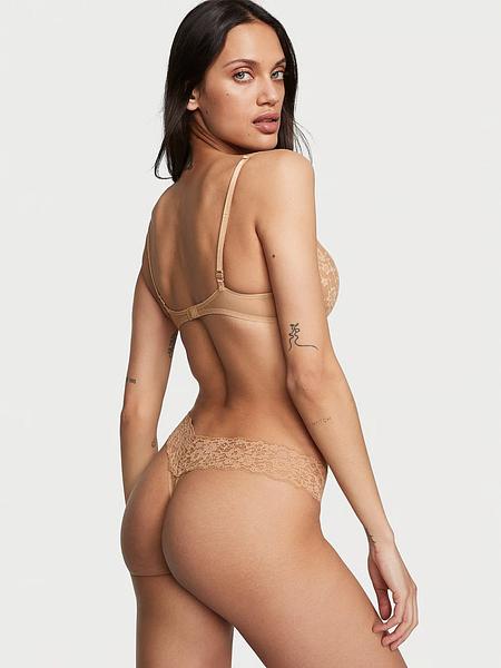 Мереживні cтрінги від Victoria’s Secret - Lace-Waist Cotton Thong Panty зображення