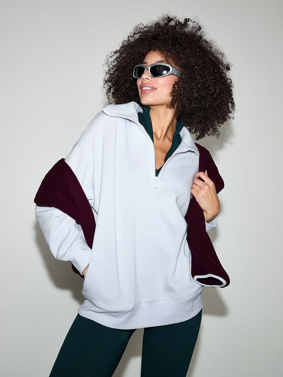 Теплий світшот від PINK  - Ivy Fleece Half-Zip Sweatshirt