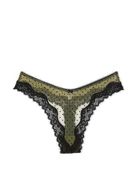 Мереживні стрінги від Victoria’s Secret - Tease Mesh Lace-Trim High-Leg Thong Panty зображення