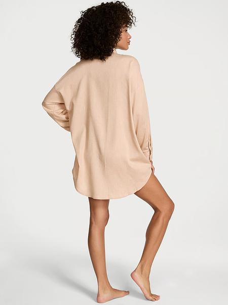 Жіноча нічна сорочка Victoria's Secret - Modal-Cotton Shimmer Button-Front Sleepshirt зображення