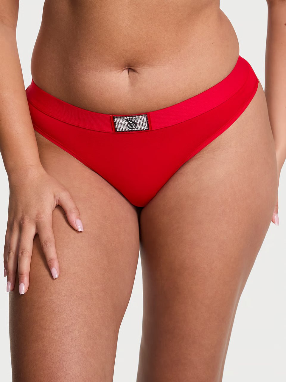Cтрінги з блискучим логотипом від Victoria’s Secret - Logo Cotton Shine Patch Thong Panty