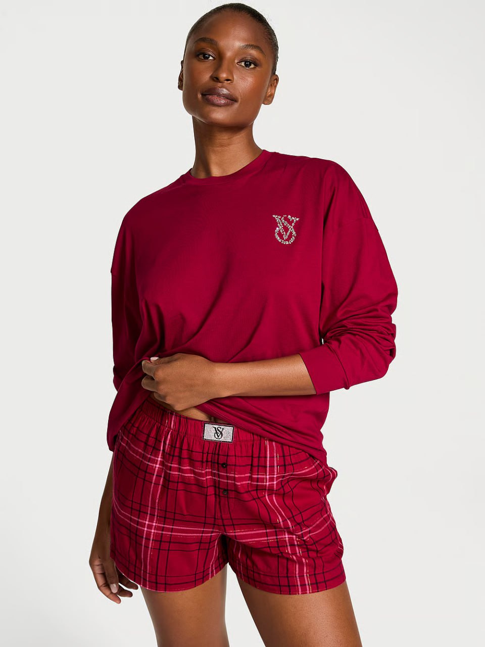 Піжамний комплект від Victoria's Secret - Flannel Long-Sleeve Short Tee-Jama Set