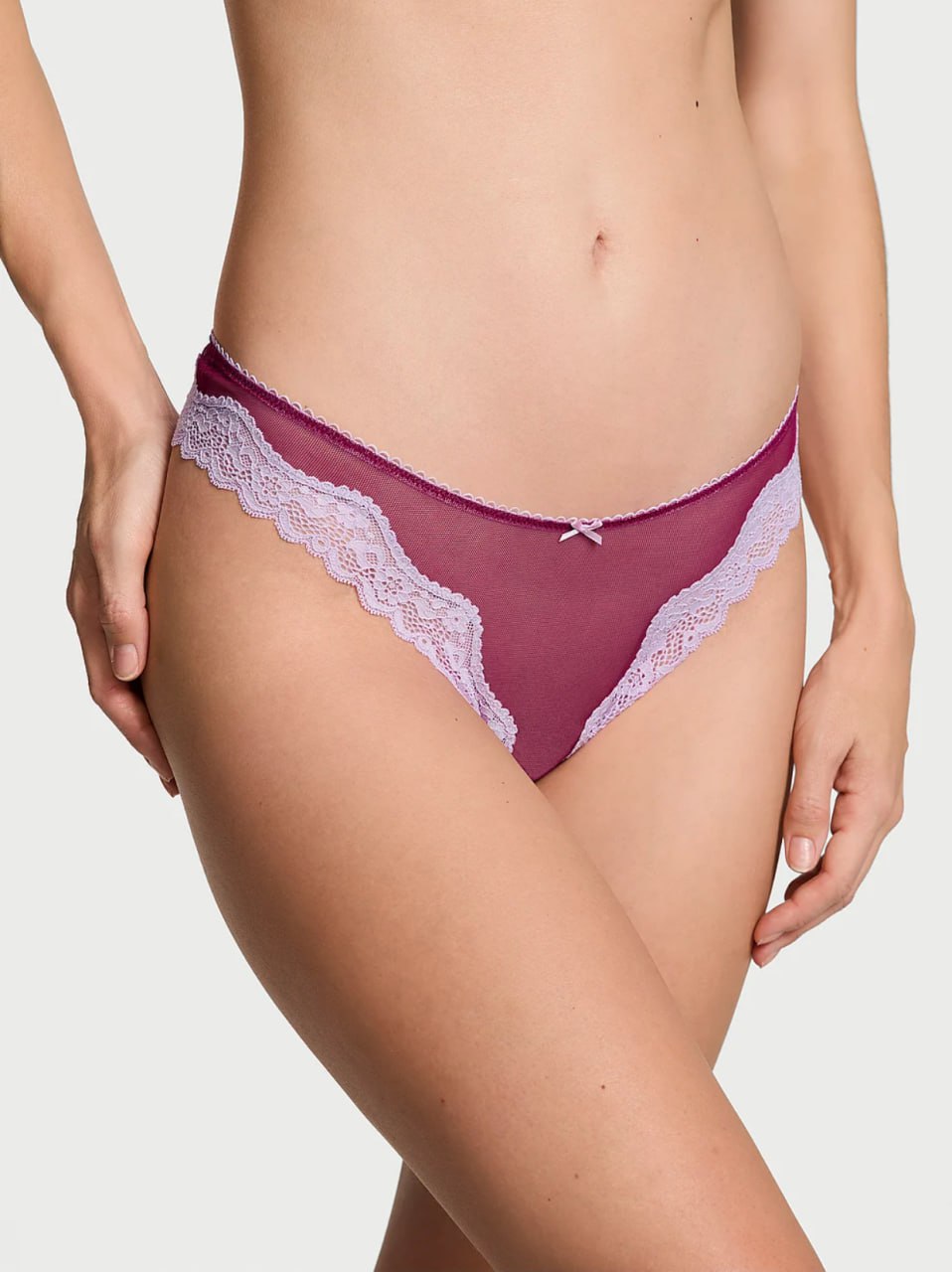 Мереживний комплект від Victoria’s Secret бюстгальтер + 2 пари трусиків - Tease Unlined Demi Bra / Tease Mesh Lace-Trim Cheeky and Thong Panty