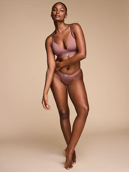 Комплект від Victoria’s Secret з блискучим логотипом - Logo Cotton Shine Patch Hiphugger Panty / Shine Patch Lightly Lined Wireless Bra зображення