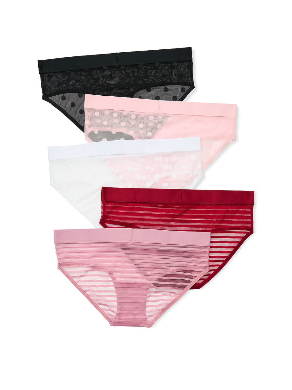 Набір трусиків від Victoria's Secret 5-Pack Sheer Heritage Shimmer Hiphugger Panties